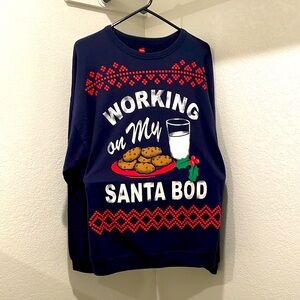 Hanes Navy X-Large “Working on My Santa Bod” Sweater